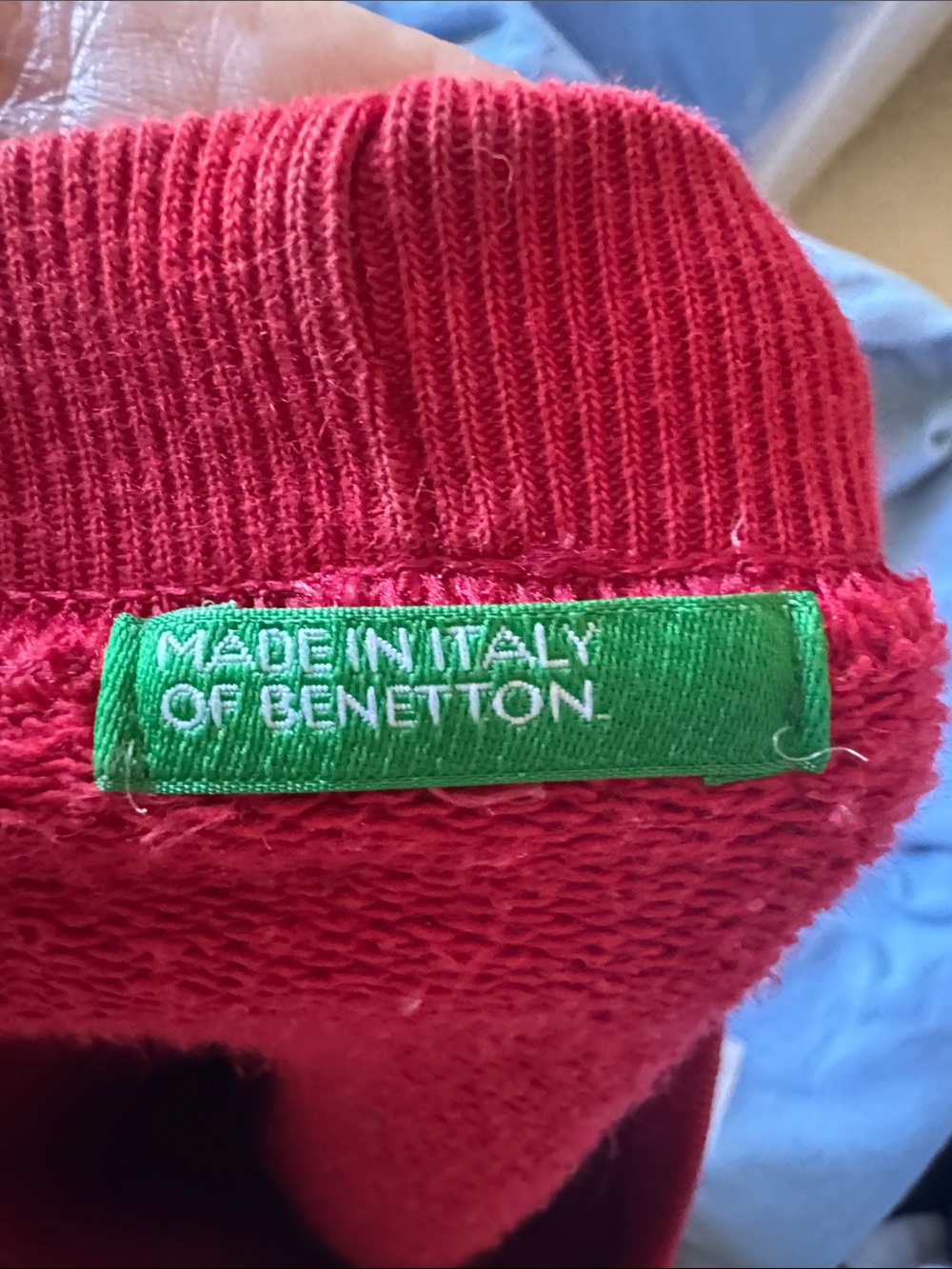 Two United Colors of Benetton Red and tan Crewneck Sweatshirt with Chest Logo - Picture 7 of 11